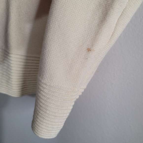 Talbots Petites Women's Ribbed Edge Knit Top Size Sp Cream Flawed - Picture 4 of 12